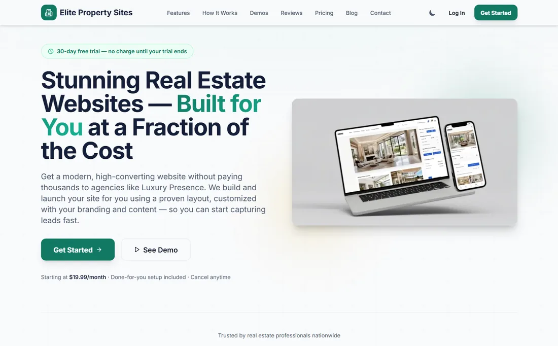 The Elite Property Sites homepage