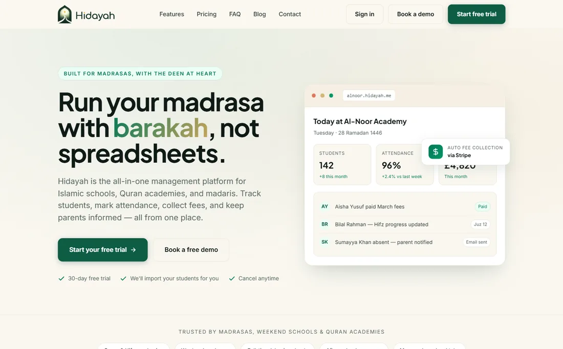 The Hidayah homepage