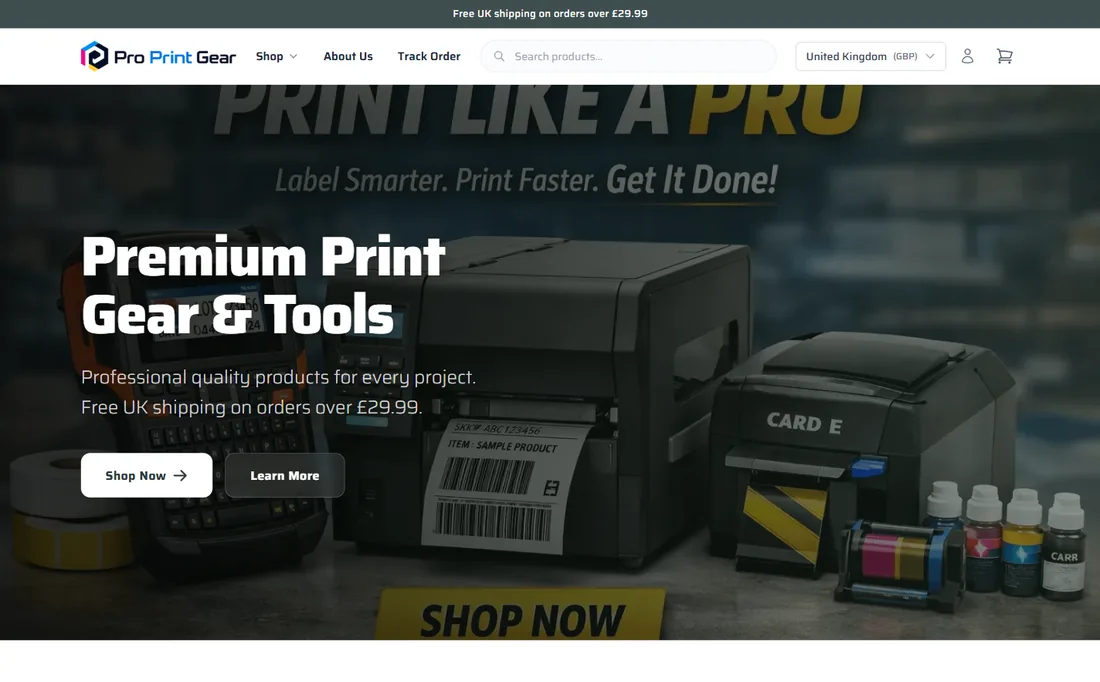 The ProPrintGear storefront